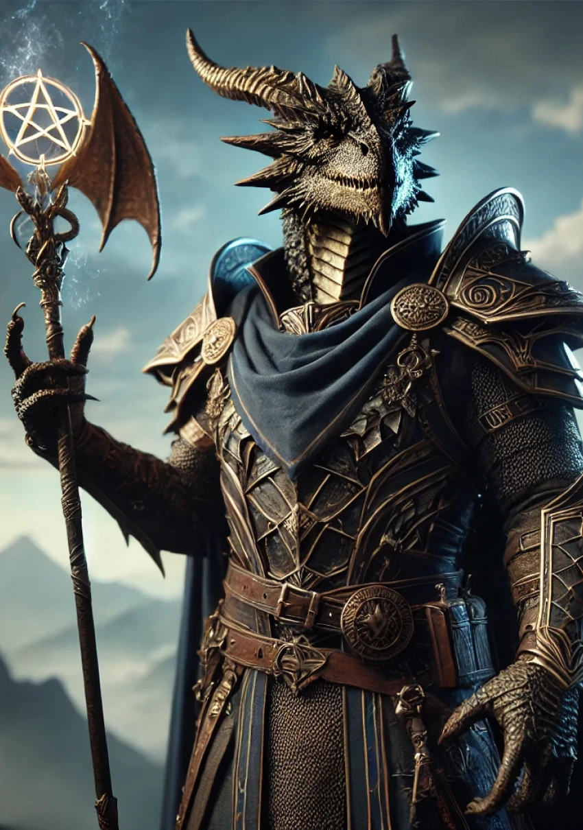 Драконорождённый колдун — портрет персонажа D&D