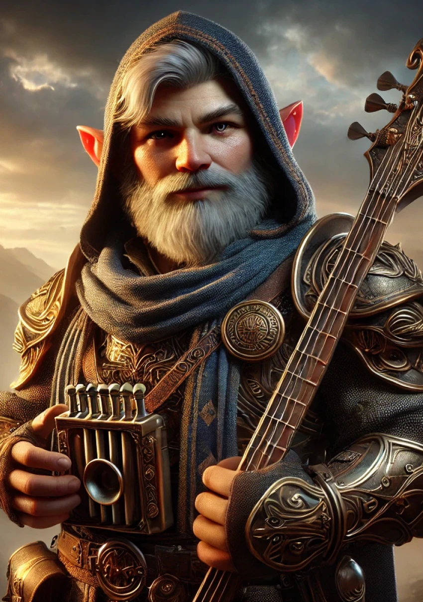 Гном бард — портрет персонажа D&D