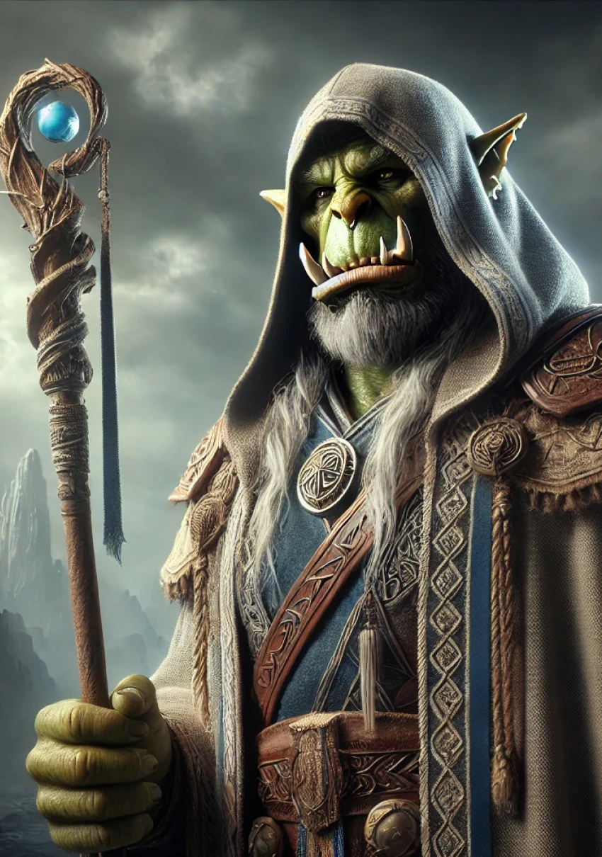 Полуорк волшебник — портрет персонажа D&D