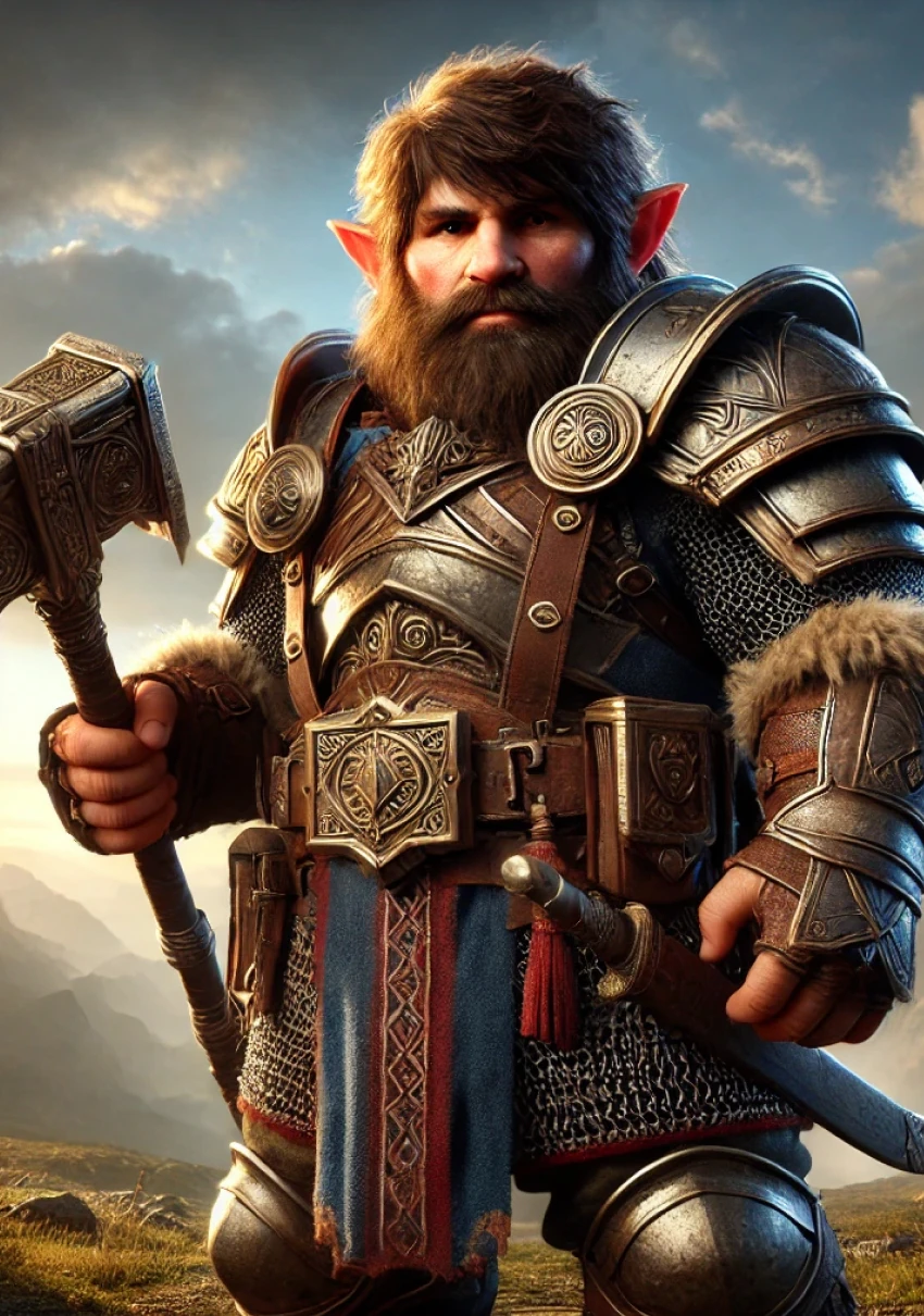 Полурослик варвар — портрет персонажа D&D