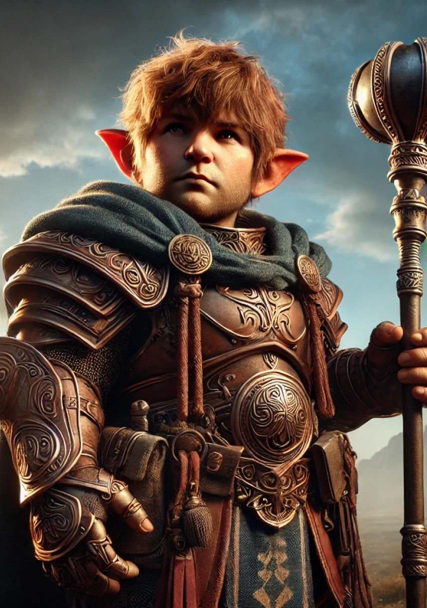 Полурослик жрец — портрет персонажа D&D